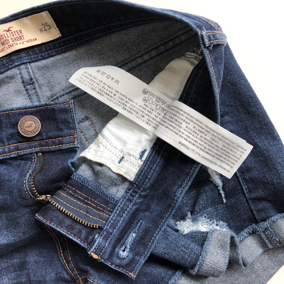 Hollister Low Rise Midi Denim Jeans Distressed Shorts size 1 waist 25 1/25 - Picture 4 of 7